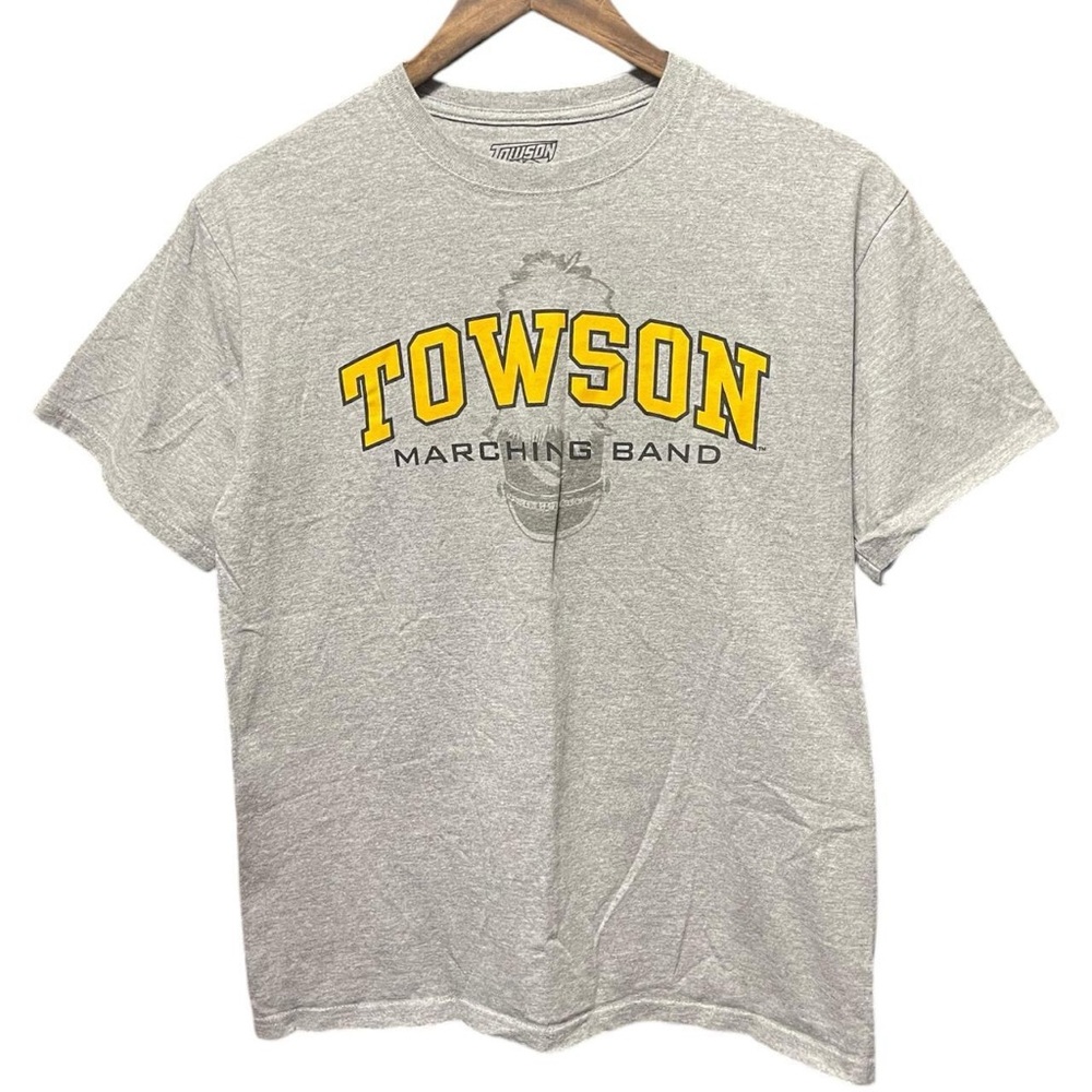Grey Towson University marching band college music short sleeve crewneck T-shirt
